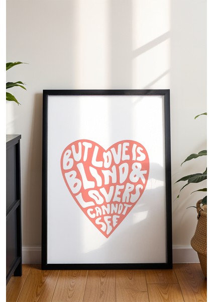 Shakespeare Sözlü Minimalist Romantik Aşk Posteri - Kalp Illüstrasyonu Dekoru - Çerçevesiz Baskı