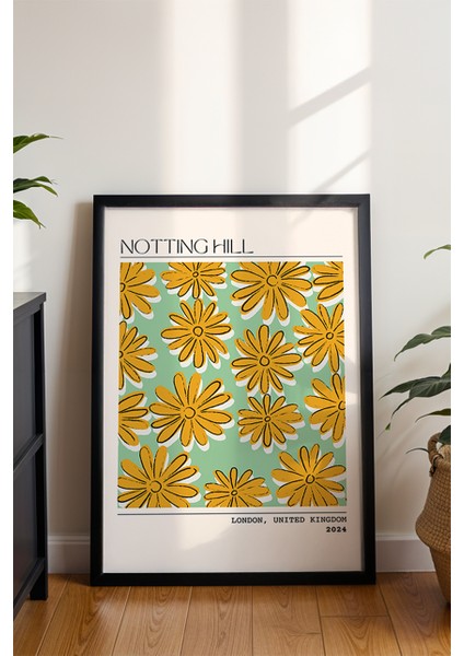 Nothing Hill London Temalı Çiçek Poster - Retro Seyahat Stili Duvar Dekoru - Çerçevesiz Baskı modelleri