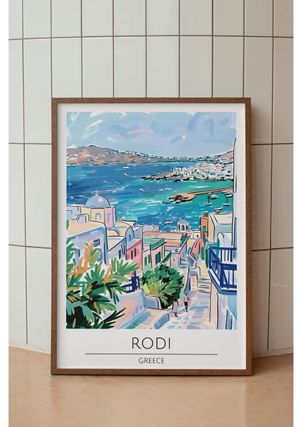 Rodi Yunan Adası Poster - Akdeniz Temalı Manzara Doğa Duvar Dekoru - Çerçevesiz Sanat Baskı