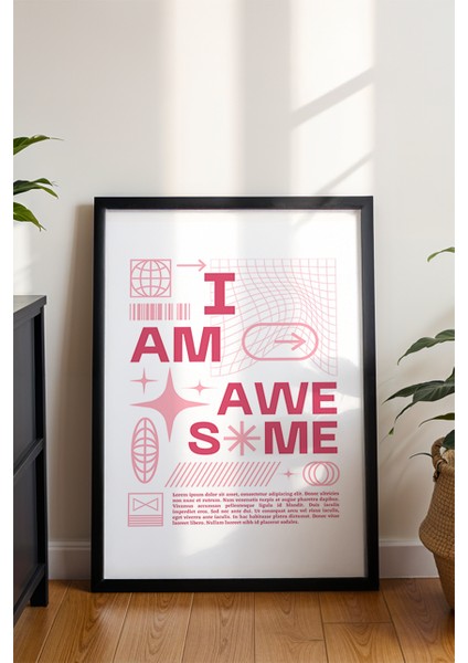 Güven Aşılayan Tipografi Poster - Renkli Soyut Desenli Motivasyon Duvar Dekoru - Çerçevesiz Baskı