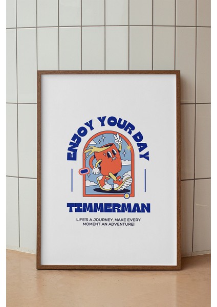 Hayat Bir Yolculuktur Poster - Eğlenceli Çizim Karakterli Motivasyon Duvar Dekoru - Çerçevesiz Baskı