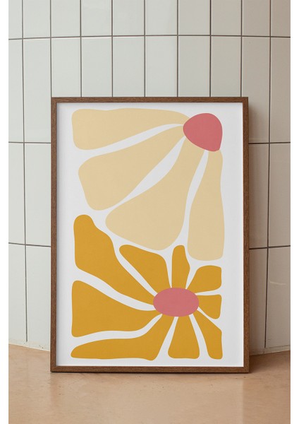 Turuncu Soyut Çiçek Deseni Poster - Doğadan Ilham Alan Modern Duvar Dekoru - Çerçevesiz Baskı