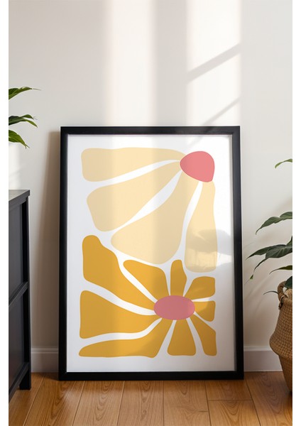 Turuncu Soyut Çiçek Deseni Poster - Doğadan Ilham Alan Modern Duvar Dekoru - Çerçevesiz Baskı modelleri