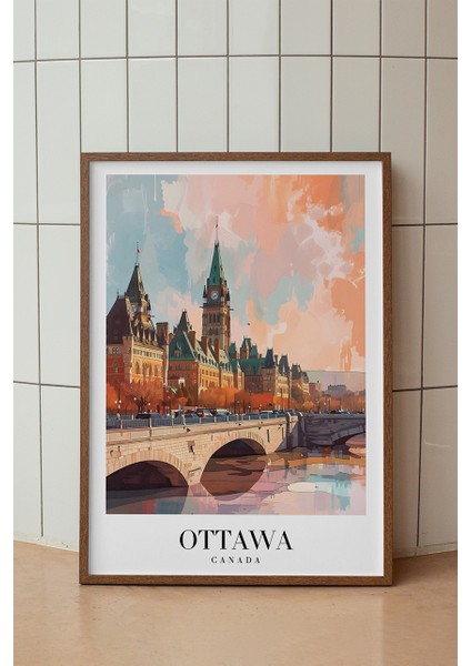 Ottawa Kanada Başkenti Poster - Şehir Manzarası Temalı Duvar Dekoru - Çerçevesiz Sanat Baskı