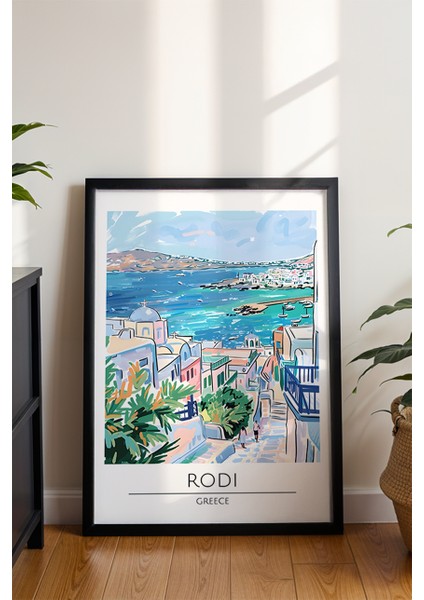 Rodi Yunan Adası Poster - Akdeniz Temalı Manzara Doğa Duvar Dekoru - Çerçevesiz Sanat Baskı