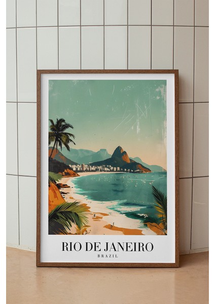 Rio De Janeiro Sahil Poster - Brezilya Temalı Tropikal Duvar Dekoru - Çerçevesiz Sanat Baskı