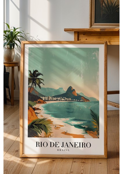 Rio De Janeiro Sahil Poster - Brezilya Temalı Tropikal Duvar Dekoru - Çerçevesiz Sanat Baskı fiyatları