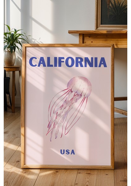 California Deniz Anası Illüstrasyonu Poster - Seyahat Temalı Duvar Dekoru - Çerçevesiz Baskı fiyatları