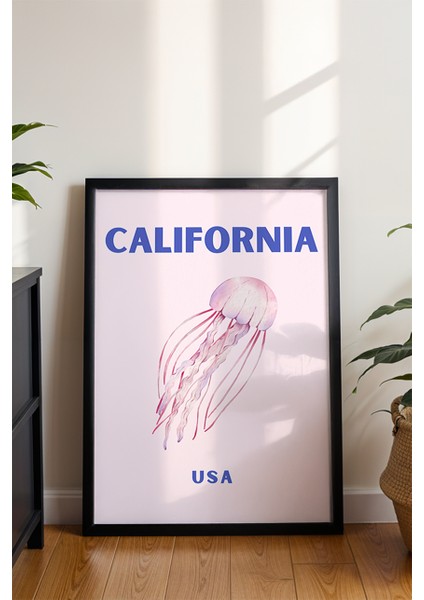 California Deniz Anası Illüstrasyonu Poster - Seyahat Temalı Duvar Dekoru - Çerçevesiz Baskı modelleri