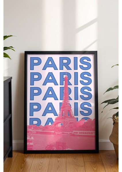 Eyfel Kulesi Paris Pembe Minimalist Poster - Şehir Manzara Temalı Duvar Dekoru - Çerçevesiz Baskı modelleri