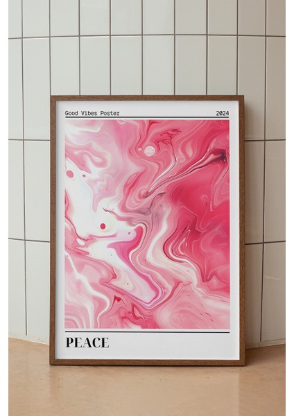Peace Pembe Mermer Doku Poster - Sakinleştirici Soyut Sanat Modern Duvar Dekoru - Çerçevesiz Baskı