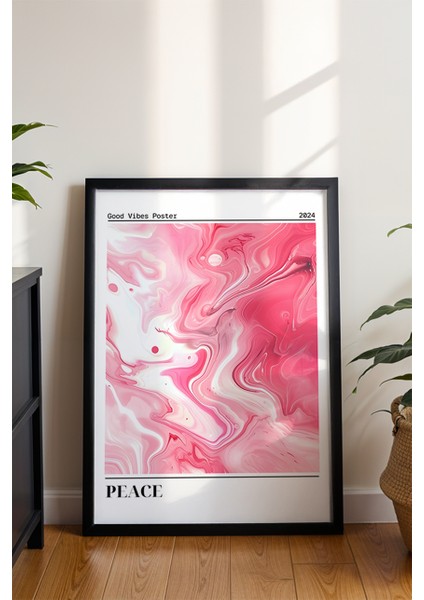 Peace Pembe Mermer Doku Poster - Sakinleştirici Soyut Sanat Modern Duvar Dekoru - Çerçevesiz Baskı