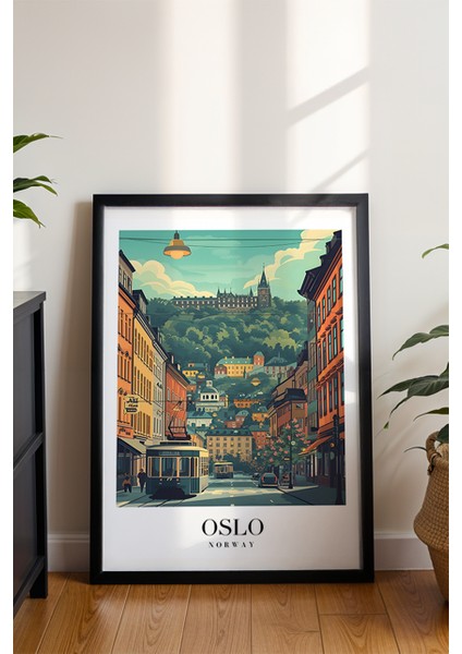 Oslo Norveç Şehri Poster - Skandinavya Temalı Minimalist Duvar Dekoru - Çerçevesiz Sanat Baskı modelleri