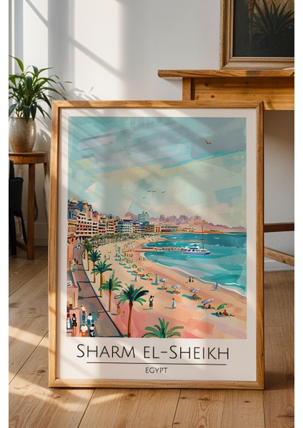 Sharm El Sheikh Mısır Plajı Poster - Tropikal Doğa Temalı Duvar Dekoru - Çerçevesiz Sanat Baskı fiyatları
