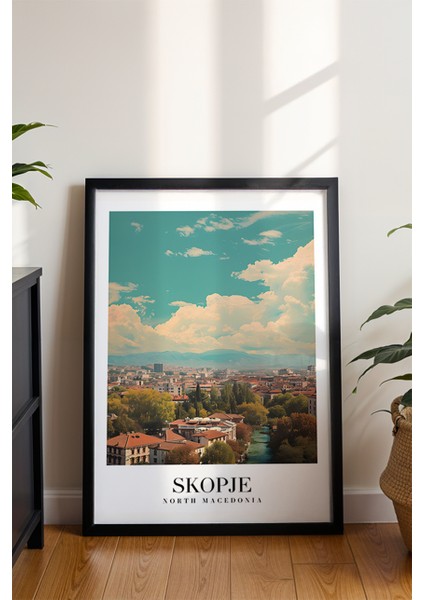 Skopje Makedonya Şehri Poster - Avrupa Temalı Modern Duvar Dekoru - Çerçevesiz Sanat Baskı modelleri