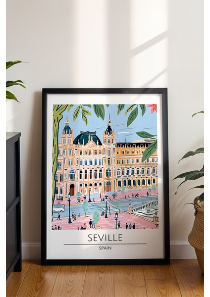 Seville Ispanya Şehri Poster - Endülüs Temalı Manzara Retro Tarihi Duvar Dekoru - Çerçevesiz Baskı