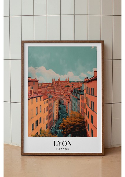 Lyon Fransa Şehir Manzara Poster - Avrupa Temalı Modern Duvar Dekoru - Çerçevesiz Sanat Baskı