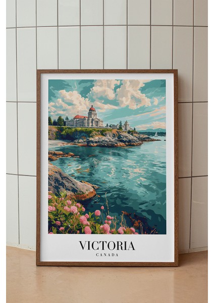 Victoria Kanada Adası Poster - Doğa Temalı Şehir Manzarası - Çerçevesiz Sanat Baskı