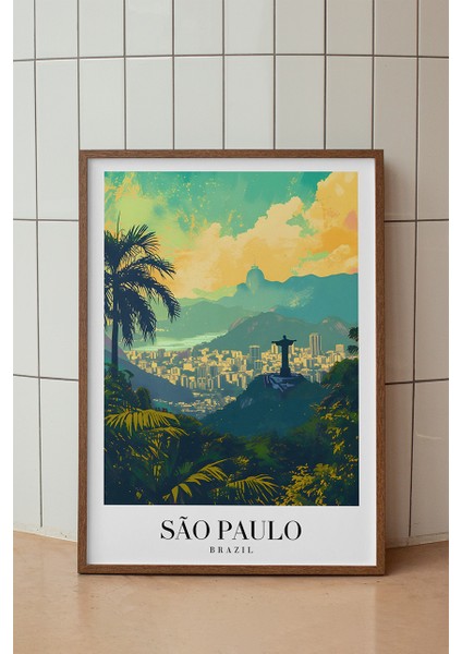 São Paulo Brezilya Şehri Poster - Güney Amerika Temalı Modern Duvar Dekoru - Çerçevesiz Sanat Baskı
