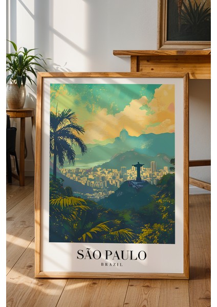 São Paulo Brezilya Şehri Poster - Güney Amerika Temalı Modern Duvar Dekoru - Çerçevesiz Sanat Baskı fiyatları