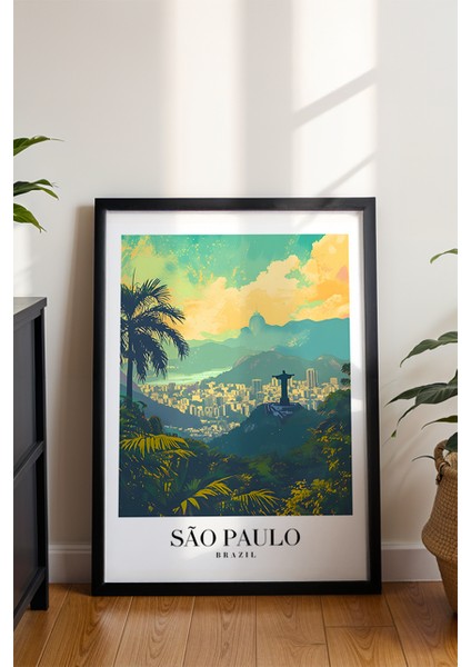 São Paulo Brezilya Şehri Poster - Güney Amerika Temalı Modern Duvar Dekoru - Çerçevesiz Sanat Baskı modelleri
