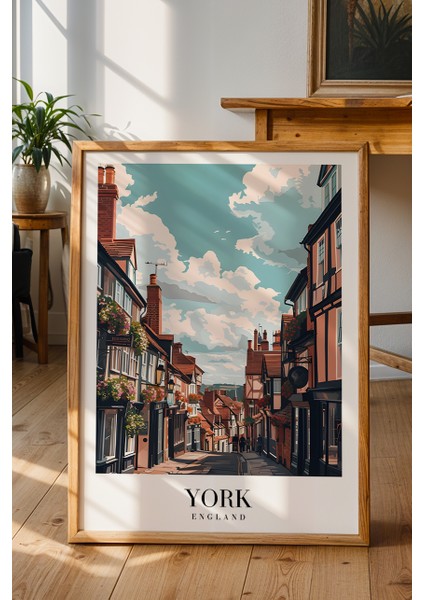 York Ingiltere Şehri Poster - Ortaçağ Temalı Şehir Manzarası Duvar Dekoru - Çerçevesiz Sanat Baskı fiyatları