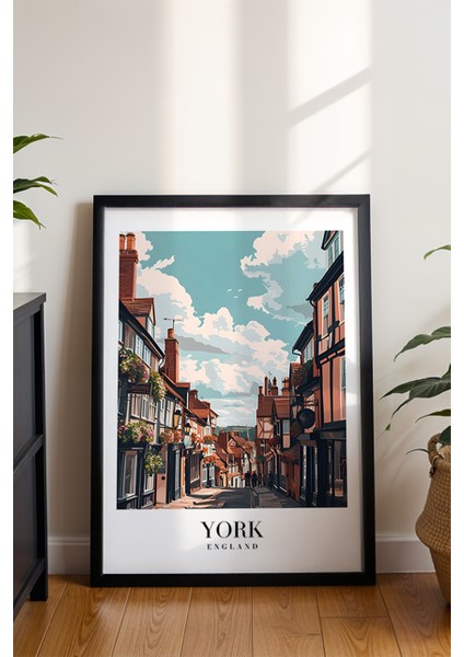 York Ingiltere Şehri Poster - Ortaçağ Temalı Şehir Manzarası Duvar Dekoru - Çerçevesiz Sanat Baskı modelleri