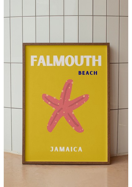 Falmouth Deniz Yıldızı Illüstrasyonu Poster - Seyahat Temalı Duvar Dekoru - Çerçevesiz Baskı