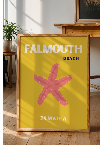 Falmouth Deniz Yıldızı Illüstrasyonu Poster - Seyahat Temalı Duvar Dekoru - Çerçevesiz Baskı