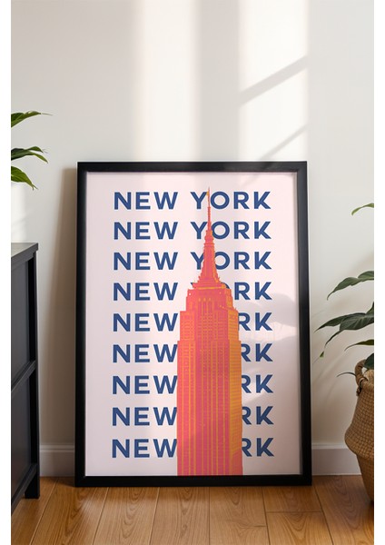 New York Pembe Minimalist Poster - Şehir Manzara Temalı Duvar Dekoru - Çerçevesiz Baskı modelleri