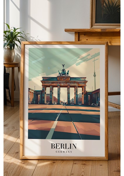 Berlin Brandenburg Kapısı Poster - Almanya Seyahat Temalı Şehir Manzarası - Çerçevesiz Sanat Baskı fiyatları