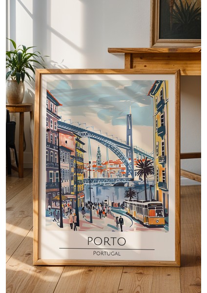 Porto Şehir Manzarası Posteri - Avrupa Seyahat Sulu Boya Temalı Duvar Dekoru - Çerçevesiz Baskı fiyatları