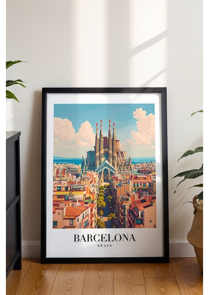 Barcelona Gaudi Mimarlığı Poster - Ispanya Temalı Modern Duvar Dekoru - Çerçevesiz Sanat Baskı modelleri