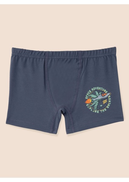 Erkek Çocuk Organik Pamuklu Likralı Boxer Space Adventure 3'lü Paket indirimleri