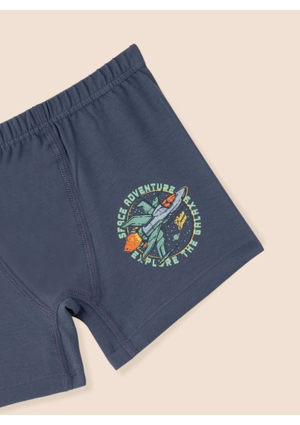 Erkek Çocuk Organik Pamuklu Likralı Boxer Space Adventure 3'lü Paket