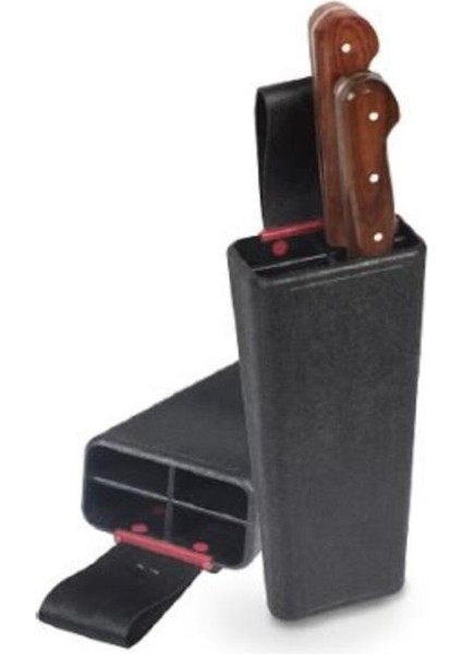 Bele Takılan Bıçaklık Plastik Bıçak Kütüğü 4 Göz Sağlam Kasap Kütük Güvenli Kurban Kütüklük 22X9X5CM