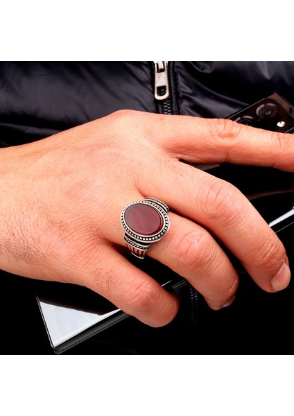 925 Ayar Gümüş Akik Taşlı Model Erkek Yüzük modelleri