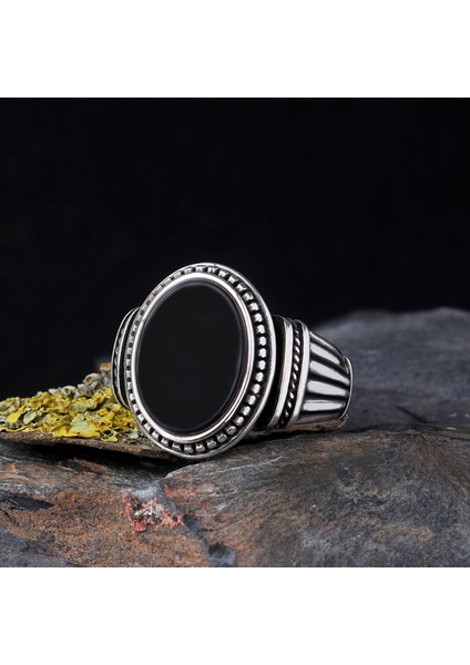 925 Ayar Gümüş Onix Taşlı Model Erkek Yüzük fiyatları