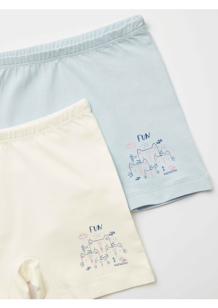 Kız Çocuk Organik Pamuklu Likralı Boxer Fun Cat 2'li Paket