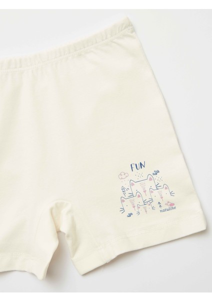 Kız Çocuk Organik Pamuklu Likralı Boxer Fun Cat 2'li Paket