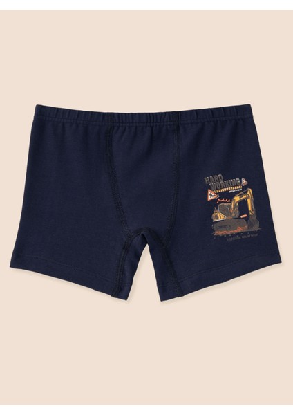 Erkek Çocuk Organik Pamuklu Likralı Boxer Hard Working 3'lü Paket