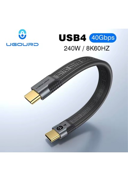 Thunderbolt 4 Usb 4.0 240W 40Gbps 8K 60Hz Type-C Görüntü Aktarım ve Hızlı Şarj Data Kablosu 14-Cm
