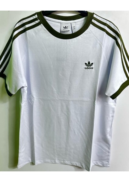 IA4846 Beyaz Haki Çizgili Tshirt