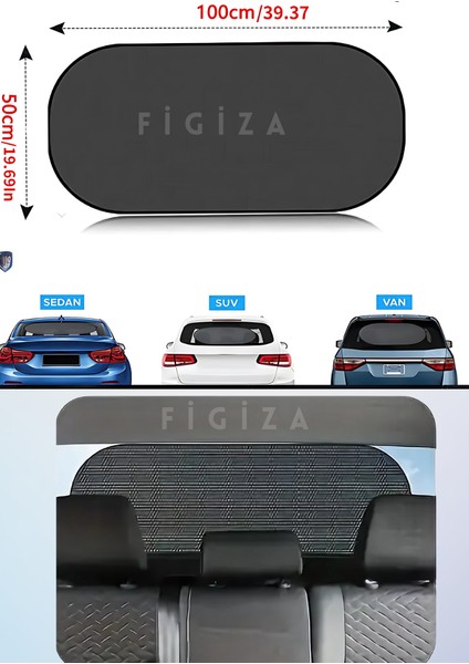 Vantuzlu Arka Cam Araç Güneşlik Perde Seti -100x50 cm, Katlanabilir, Pratik Araç Güneşliği - Bebekli Aileler Emzirme Perdesi