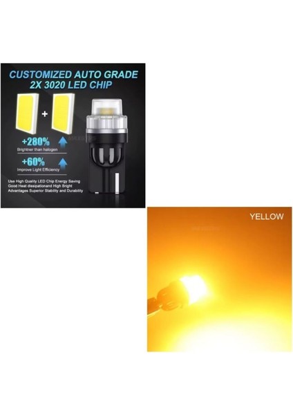 1 Takım Bottomless Bulb 12V Specıal Serıes T10 Amber (Özel Seri Dipsiz Ampul Amber)