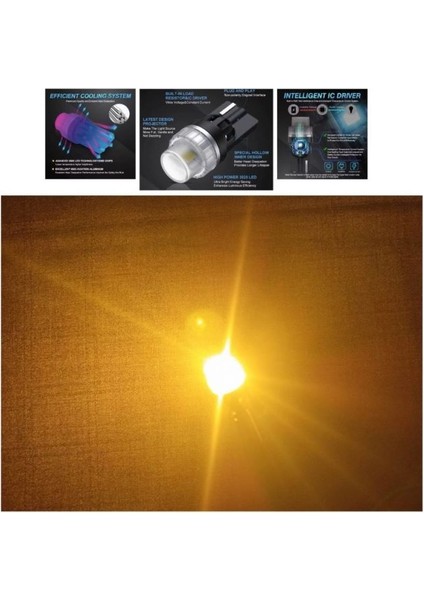 1 Takım Bottomless Bulb 12V Specıal Serıes T10 Amber (Özel Seri Dipsiz Ampul Amber)