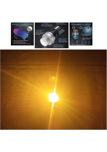 1 Takım Bottomless Bulb 12V Specıal Serıes T10 Amber (Özel Seri Dipsiz Ampul Amber)