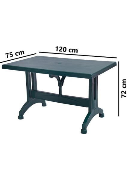 MT-GF212 Prima Ancora Plastik Dikdörtgen Bahçe Balkon Masa 75 x 120 cm