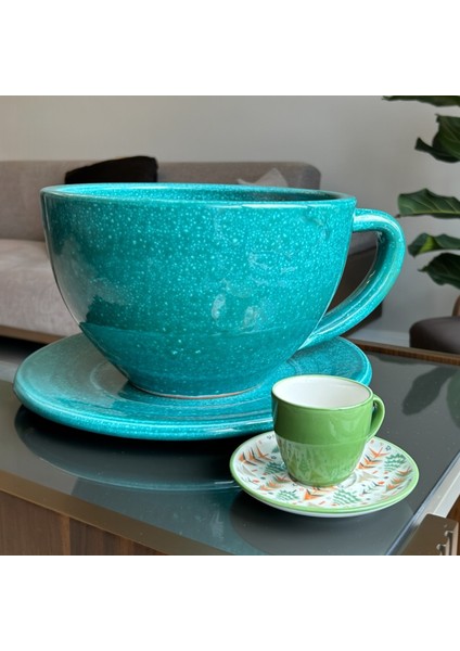 Dev Dekoratif Kahve Fincanı - Tabaklı Toprak Saksı 15*26 cm fiyatları