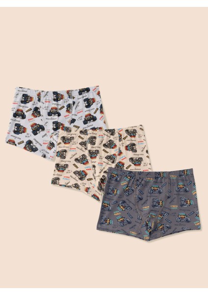 Erkek Çocuk Organik Pamuklu Likralı Boxer Araba Empirme 3'lü Paket fiyatları